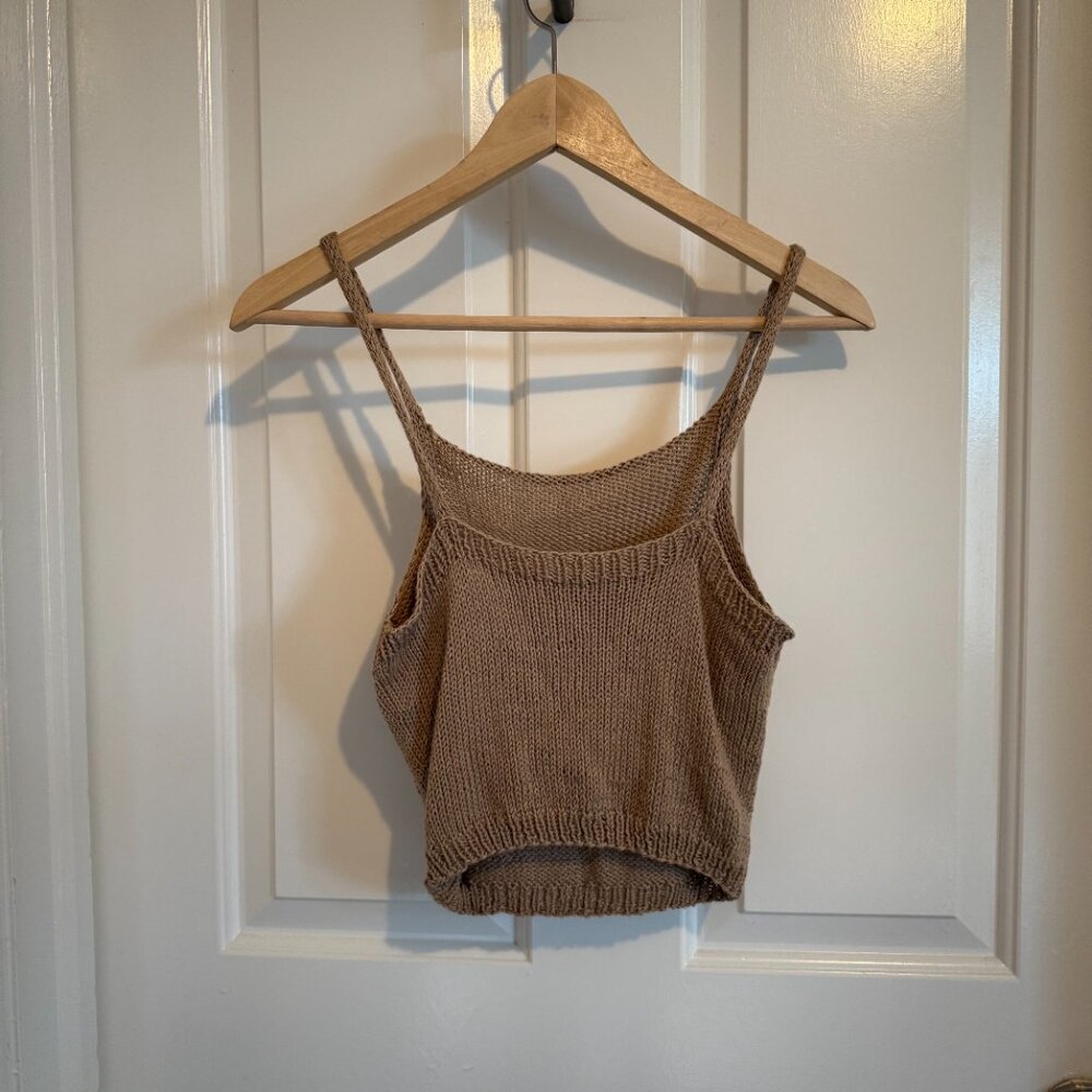 Hand knit Cropped Camisole Tank, Size Small - Picture 2 of 4